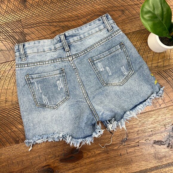 ZAFSI BLINGS Denim Cut Off Embroidered Shorts - Picture 5 of 6